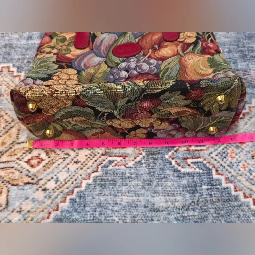 Royal Tapisserie Multicolor Fruit Tapestry Satchel with Red Trim